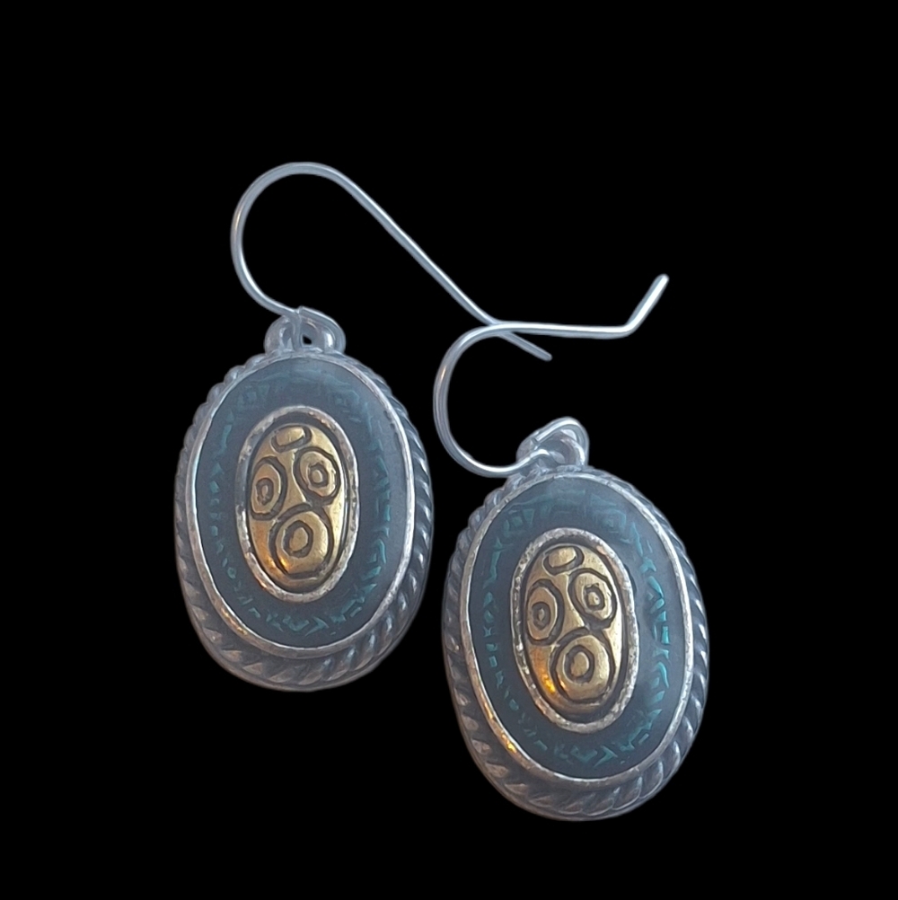 Chico's Gold and Silver Oval Earrings